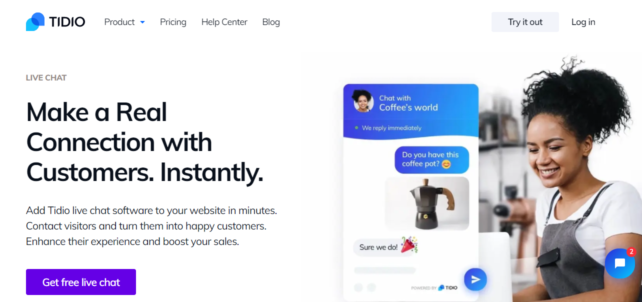 Tidio is one of the best free WordPress live chat plugins in the world. Currently, 300,000+ websites use Tidio.